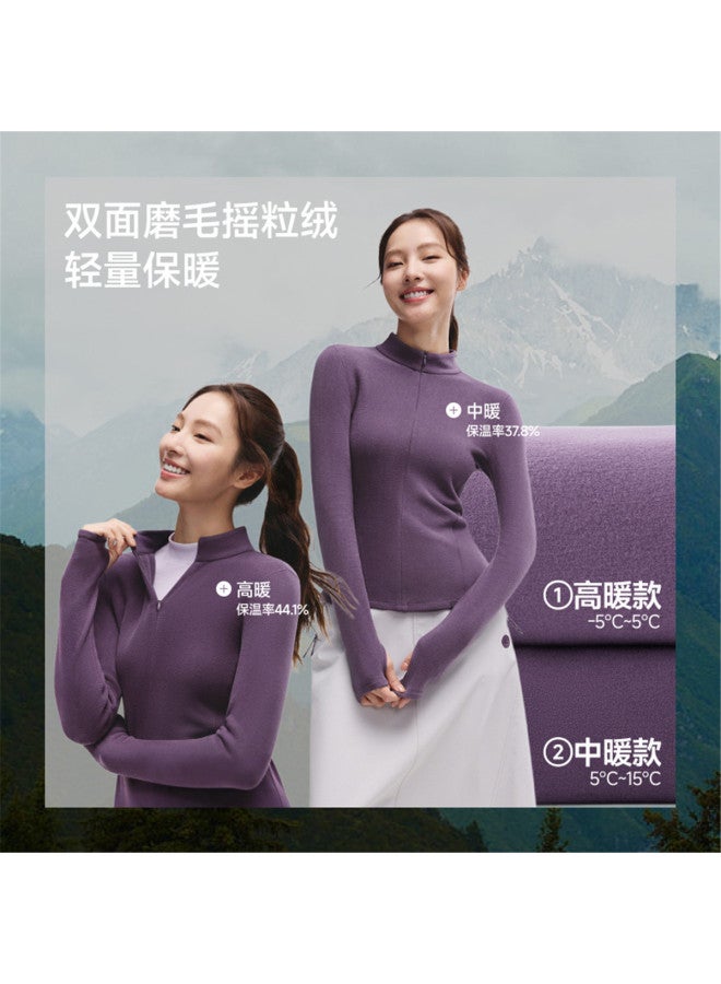 Beneunder New High-Warmth Polar Fleece Half-Zip Base Layer For Women, Double-Sided Brushed Texture Long-Sleeve Top - Image 3