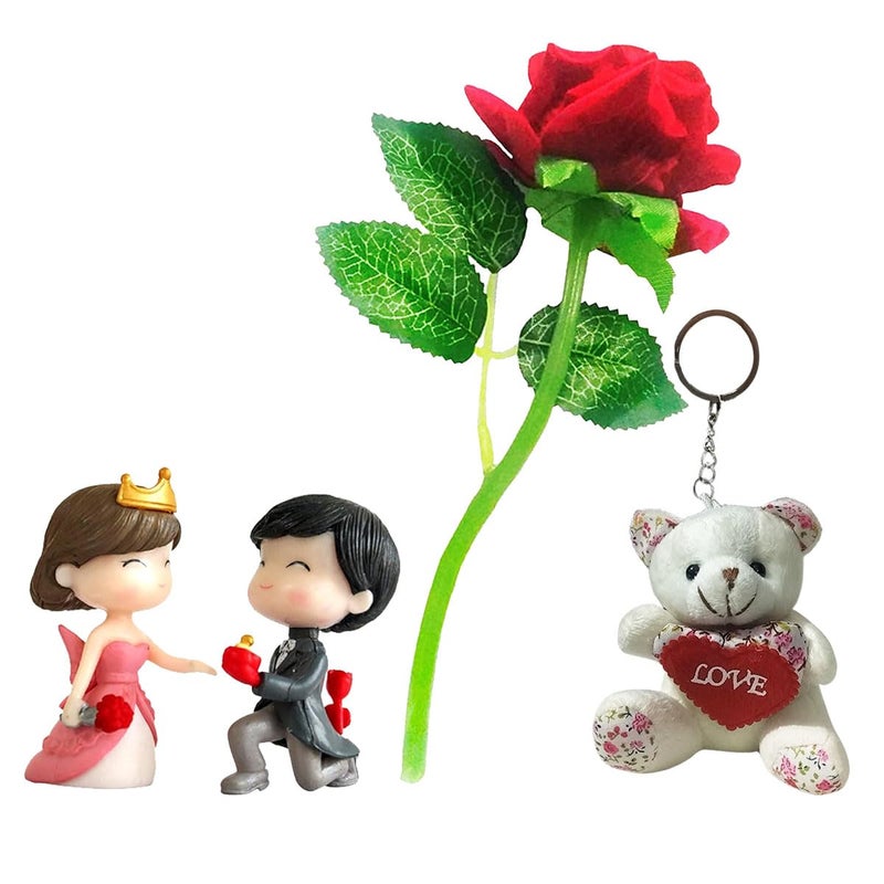 Saugat Traders Valentine Proposal Gift for Girlfriend Boyfriend Red Rose Cute Couple Showpiece Teddy Bear Key Chain Anniversary Propose Day Rose Day Love Gifts Combo - Image 1