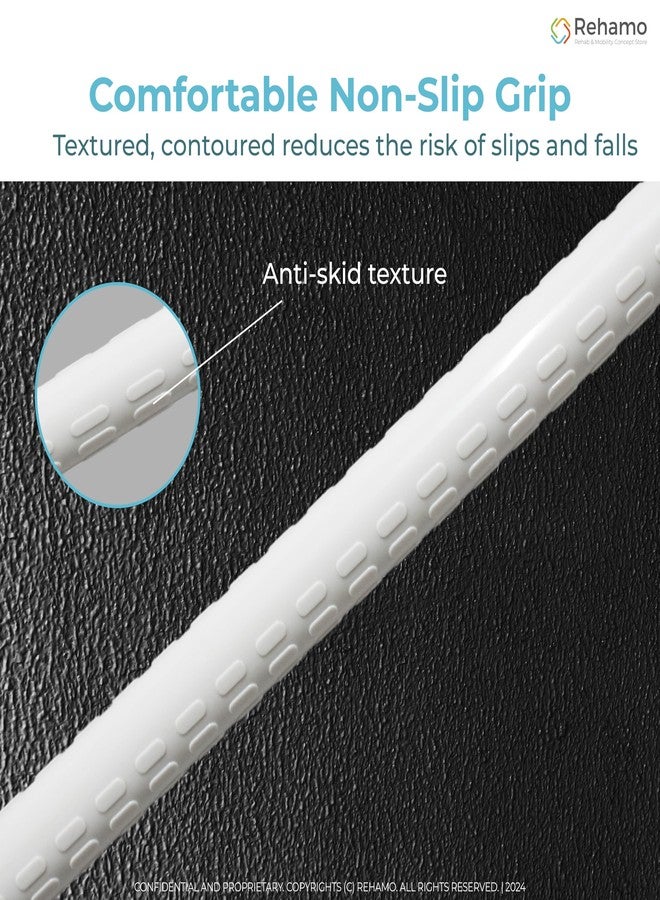 Rehamo Grabsy ASA 90° L-Shaped Grab Bar for Bathroom Safety | 50x70cm Anti-Slip Nylon Grip Toilet Support Handle for Elderly | Wall-Mounted Stainless Steel 3-Point Back Support Rail, 1 Year Warranty - Image 3