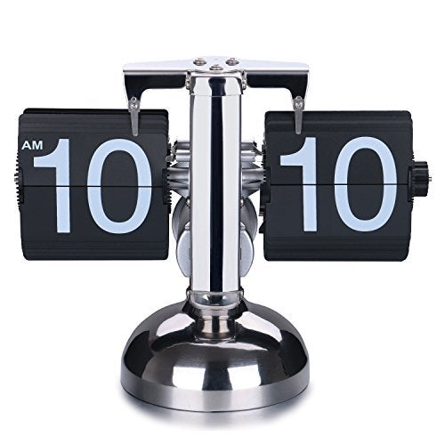 WoneNice Auto Flip Clock, Battery Powered Retro Desk Clock with Large Numbers for Office Bedroom Kitchen School Hotel Café - Black - Image 1