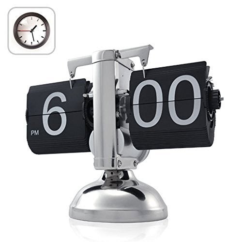 WoneNice Auto Flip Clock, Battery Powered Retro Desk Clock with Large Numbers for Office Bedroom Kitchen School Hotel Café - Black - Image 2