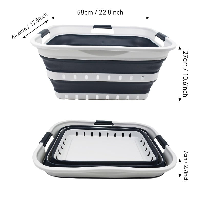 SAMMART 42L (11 gallon) Collapsible Plastic Laundry Basket - Foldable Pop Up Storage Container/Organizer - Space Saving Hamper/Basket (1, Grey/Slate Grey) - Image 3
