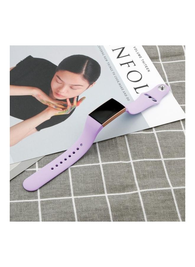 NIBEMINENT Replacement Solid Colour Silicone Strap Band For Fitbit Charge 3 22mm Purple - Image 4