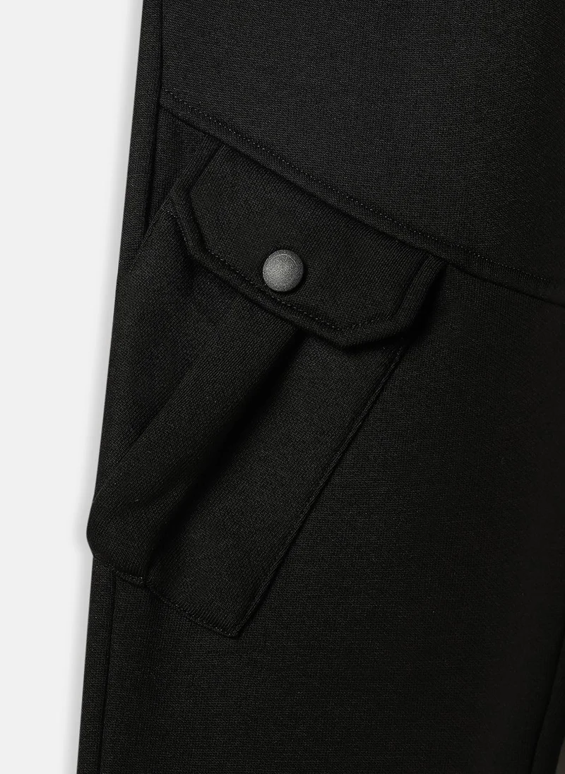 نوتيناتي Nautinati Boys Typography Print Fleece Cargo-Pocket Joggers In Black