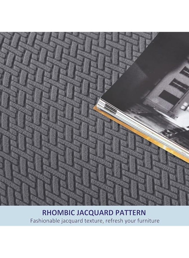 general 4-piece chaise longue set Stretch Sofa Slide Deck Cover 1-seater sofa protector Soft furniture protector with elastic cover Jacquard pattern (grey) - Image 2