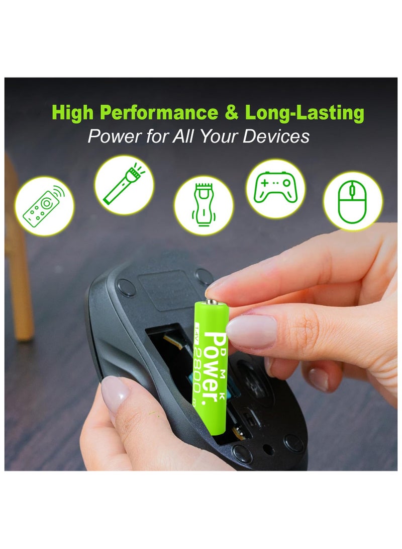 DMK Power DMK Power Rechargeable BLUE AA Batteries,2800mAh High Capacity Batteries 1.2V NiMH Low Self Discharge (4PCS) - Image 5