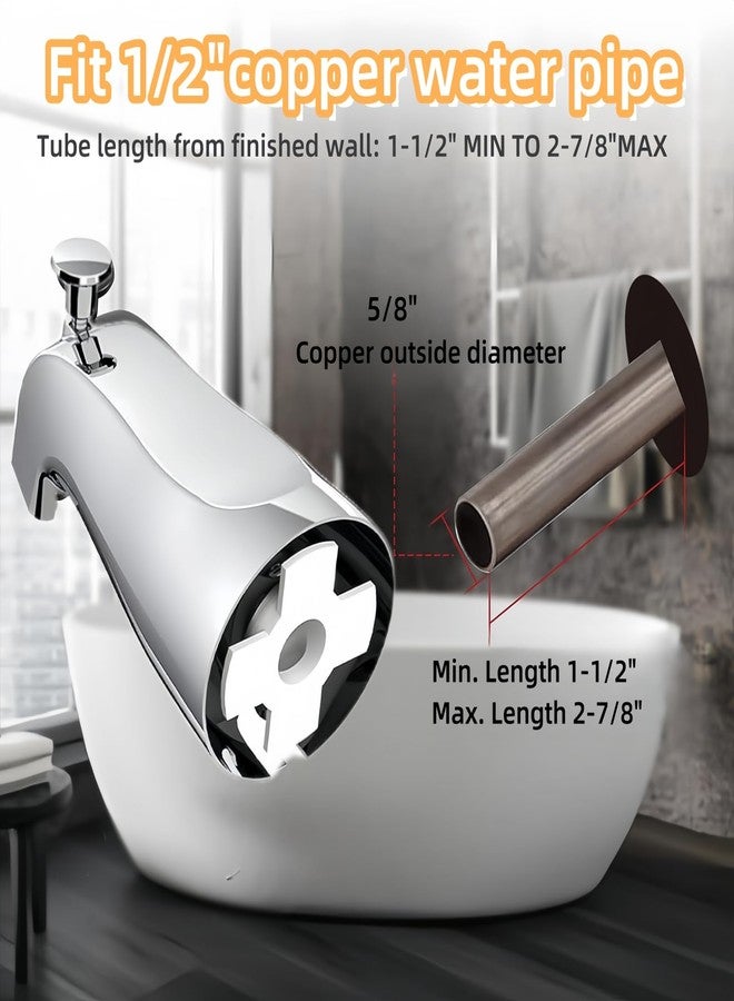 Totalize Bathtub Faucet Easy to Install Tub Spout with Diverter,American Standard Tub Faucet Replacement Fits 1/2" Copper Water Tube(5/8" Diameter) with Hex Wrench Chrome Finish - Image 5