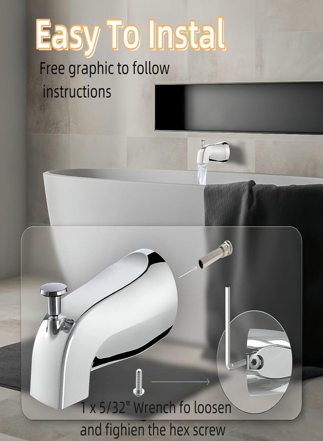 Totalize Bathtub Faucet Easy to Install Tub Spout with Diverter,American Standard Tub Faucet Replacement Fits 1/2" Copper Water Tube(5/8" Diameter) with Hex Wrench Chrome Finish - Image 4
