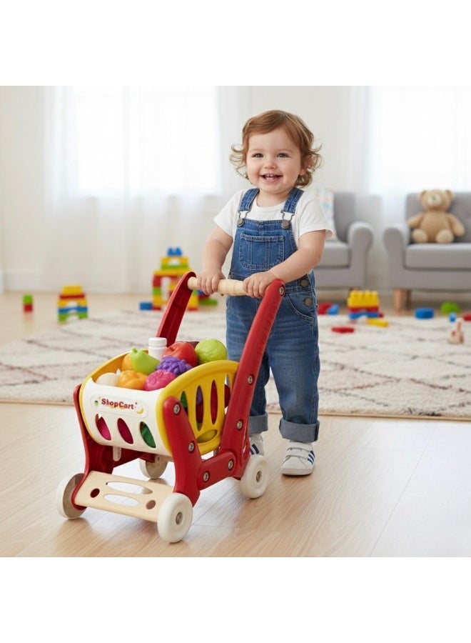 Toyland Kids Shopping Cart Playset with Fruits & Accessories – 70-Piece Pretend Play Toy - Image 3