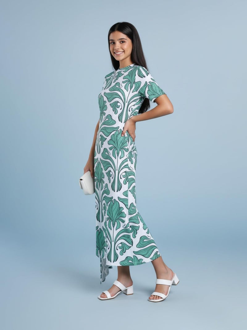 HELLCAT Green Dress for Girls for 11-16 Years | Stylish Long Dress for Girls Dress for Girls_Green3_11-12 Years - Image 5