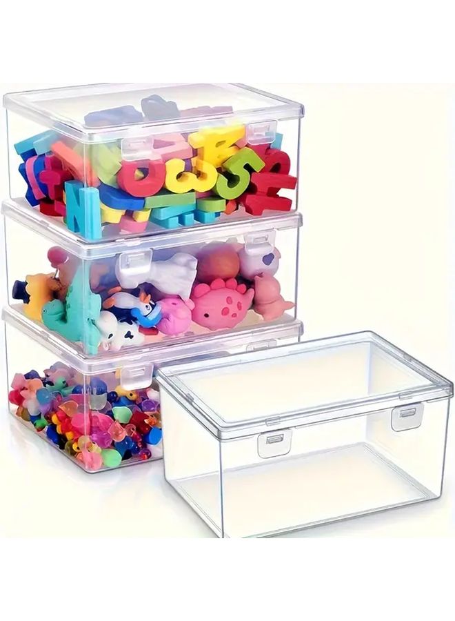 8pcs Transparent Plastic Storage Box Set Stackable Lidded Organizer For Toys Crafts - Image 4