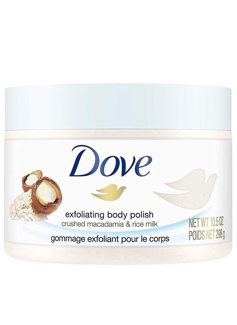 Dove Exfoliating Body Polish and Scrub with Macadamia and Rice Milk- 298 g