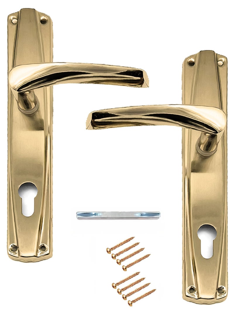 Generic - Pair Of Door Handles With Lock Slot Golden - Image 1