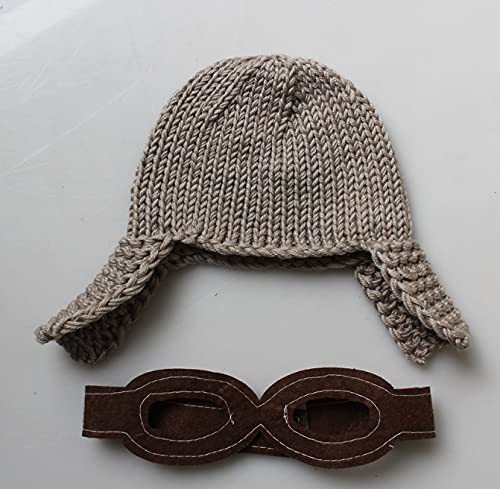 Vedory Baby Photography Props Wraps, Pilot Hats with Blanket For Boys Girls Newborn Baby Photoshoot Outfits Hat Blanket Set (Brown) - Image 3