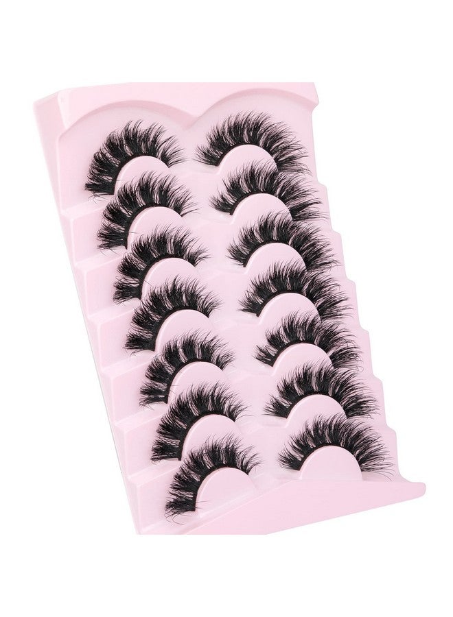 JIMIRE Mink Lashes Natural Look False Eyelashes Fluffy Cat Eye 6D Wispy Faux Mink Lashes Flat Soft Strips 15Mm Fake Lashes 7 Pairs Pack - Image 4