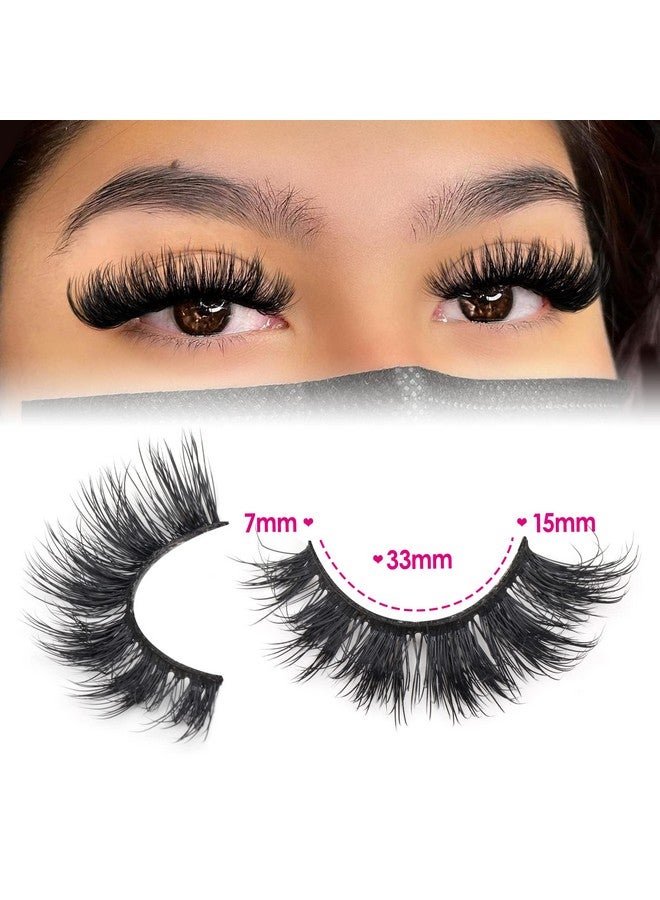 JIMIRE Mink Lashes Natural Look False Eyelashes Fluffy Cat Eye 6D Wispy Faux Mink Lashes Flat Soft Strips 15Mm Fake Lashes 7 Pairs Pack - Image 3