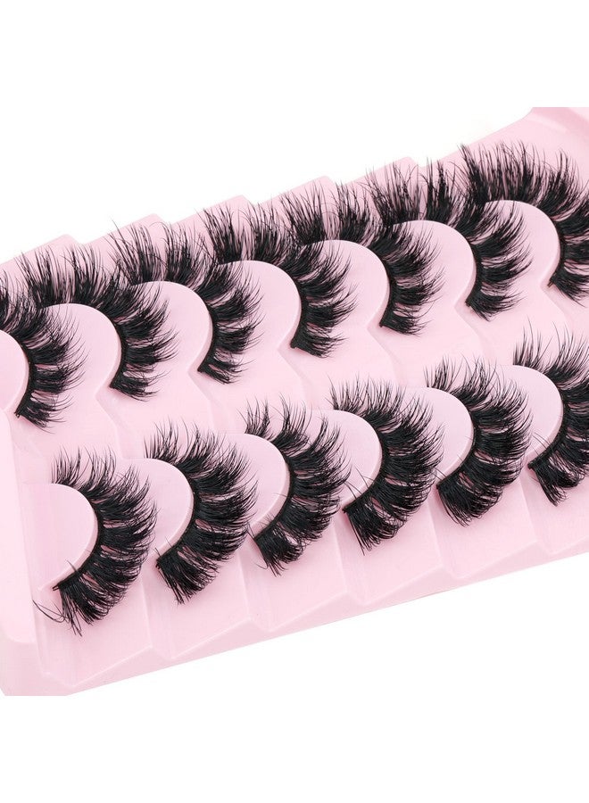 JIMIRE Mink Lashes Natural Look False Eyelashes Fluffy Cat Eye 6D Wispy Faux Mink Lashes Flat Soft Strips 15Mm Fake Lashes 7 Pairs Pack - Image 5