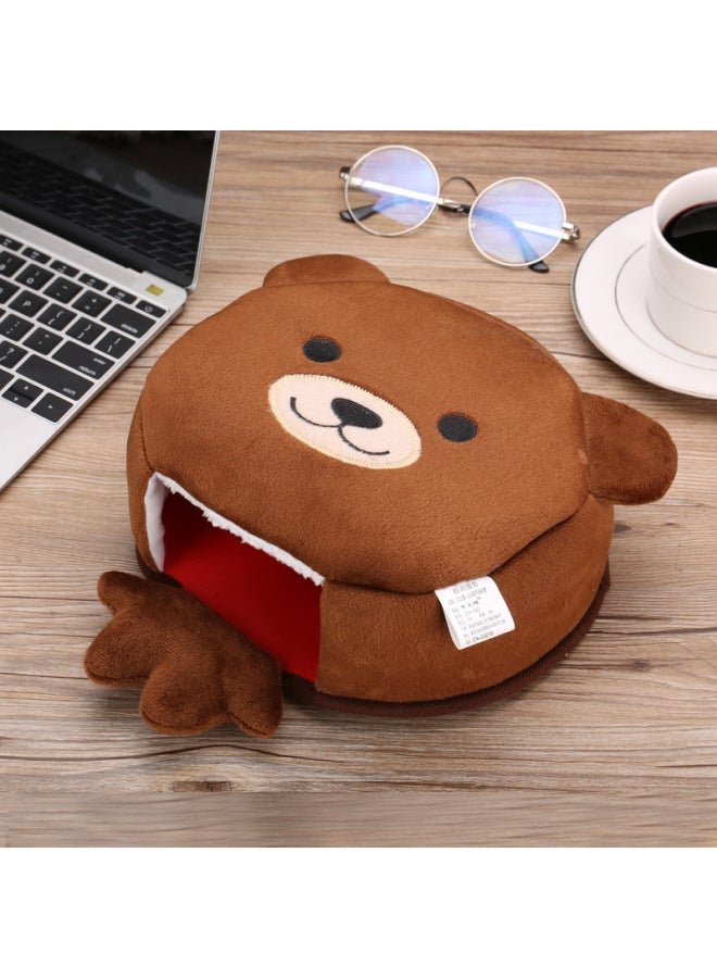 Winter Heating Hand Warmer Mouse Pad With Wrist Guard Winter Mouse Cover Warm Computer Men's Fleece-lined Thickened Gloves-Pattern:Irui Bear + 1m Usb Extension Cable  - Image 2