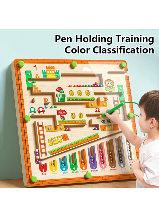 Capstro Wooden Counting & Color Sorting Board with Magnetic Pen Mushroom House Magnetic Bead Maze Toy | Early Learning Logical Thinking & Fine Motor Activity for Kids – Mushroom House - Image 2