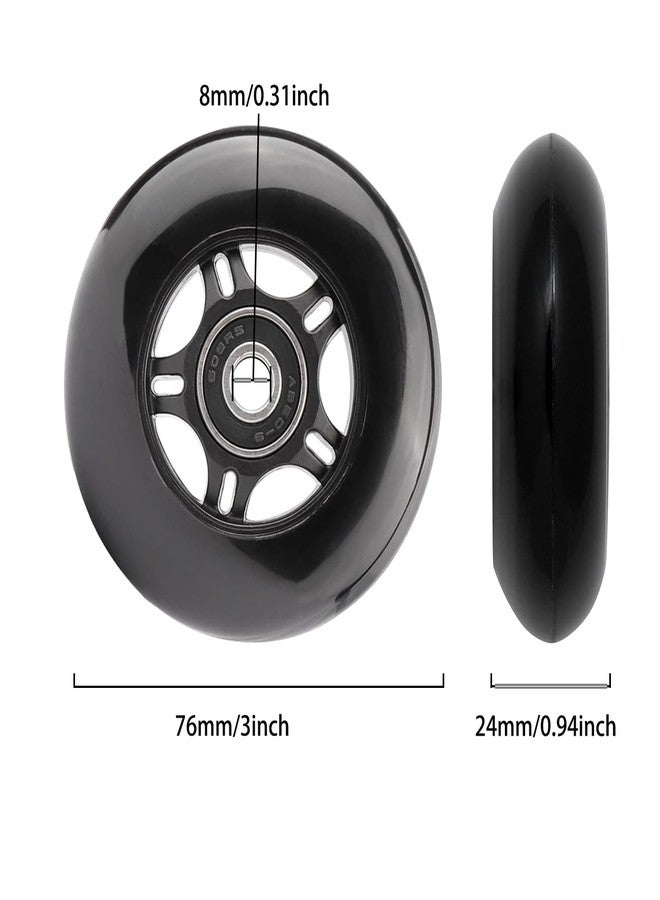 Fichanko Inline Skate Wheels, 72mm 76mm 80mm, 8 Pack with ABEC-9 Bearings, 85A Hardness for Indoor, Outdoor Skating (Black, 76mm) - Image 2