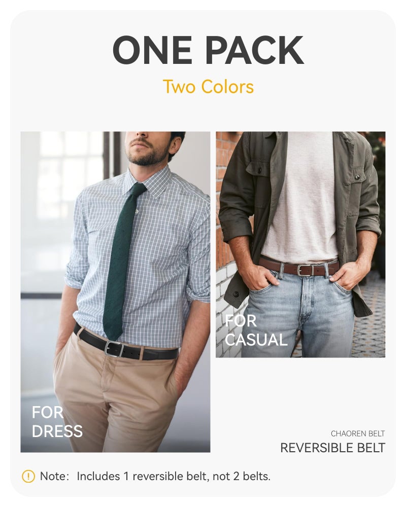 CHAOREN Reversible Belt Men 1 Piece - 1.25" Leather Dress Belt - Trim to Fit for Elegant Style - Image 3