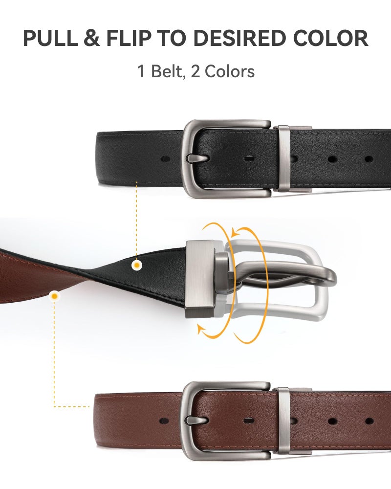 CHAOREN Reversible Belt Men 1 Piece - 1.25" Leather Dress Belt - Trim to Fit for Elegant Style - Image 2