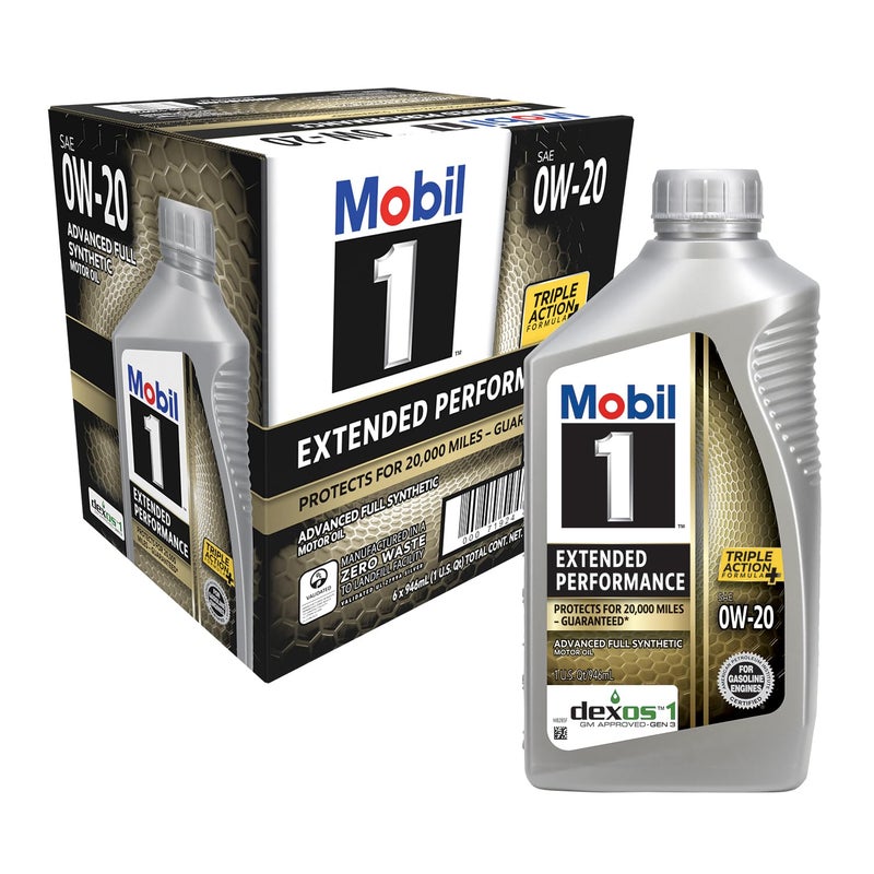 Mobil 1 Extended Performance Full Synthetic Motor Oil 0W20 1 Quart 6pack
