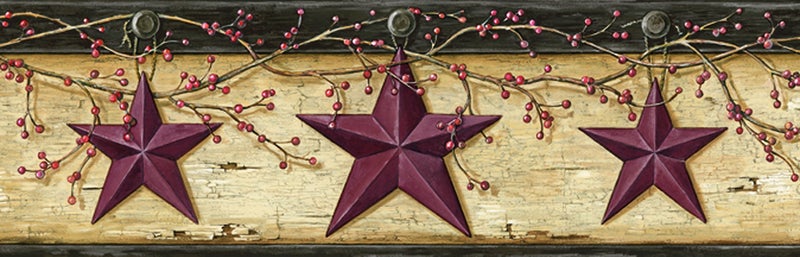 Chesapeake PUR44603B Ennis Wheat Rustic Barn Star Wallpaper Border - Image 2