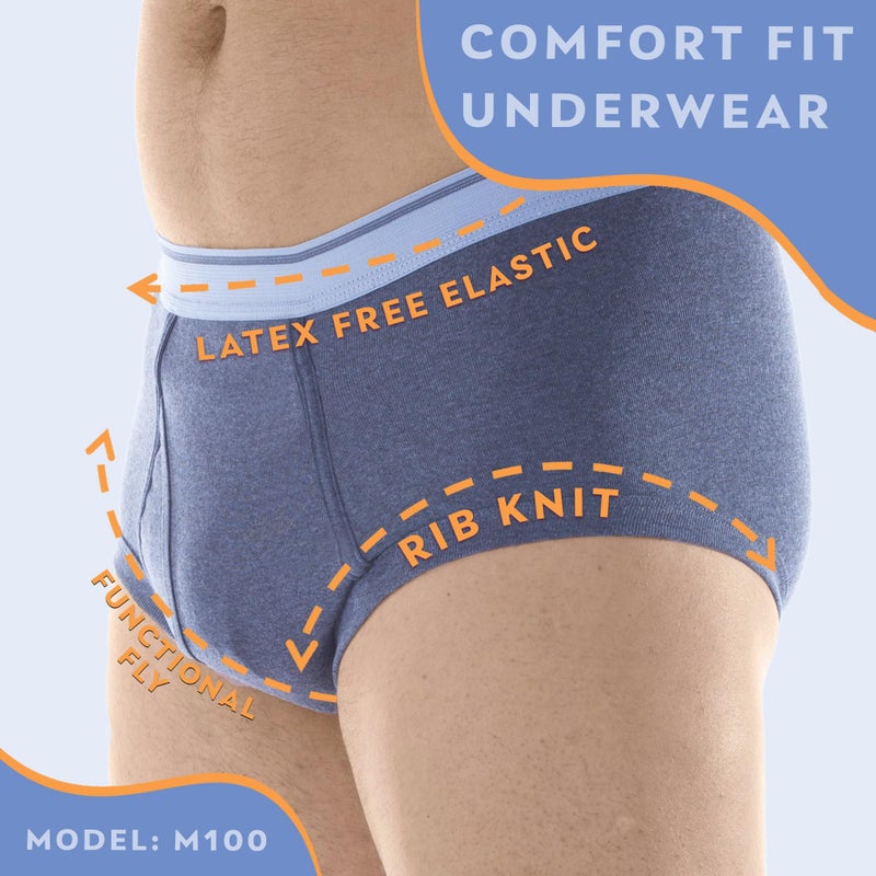 Wear-Ever Wearever Incontinence Underwear for Men - Reusable & Washable Men's Bladder Control Briefs with Regular Absorbency - Leak Proof Underwear 150 ml (Pack of 3) (Gray) (L) - Image 5
