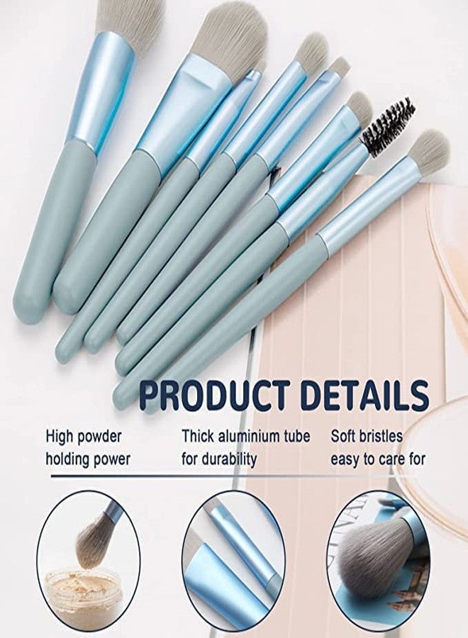 VishBin 8 PCS Mini Makeup Brush Set with Case, Portable Foundation Brush Kit Travel, Premium Synthetic Bristles Cosmetic Brush Set for Powder Blending Blush Eyeshadow Lipstick - Image 3