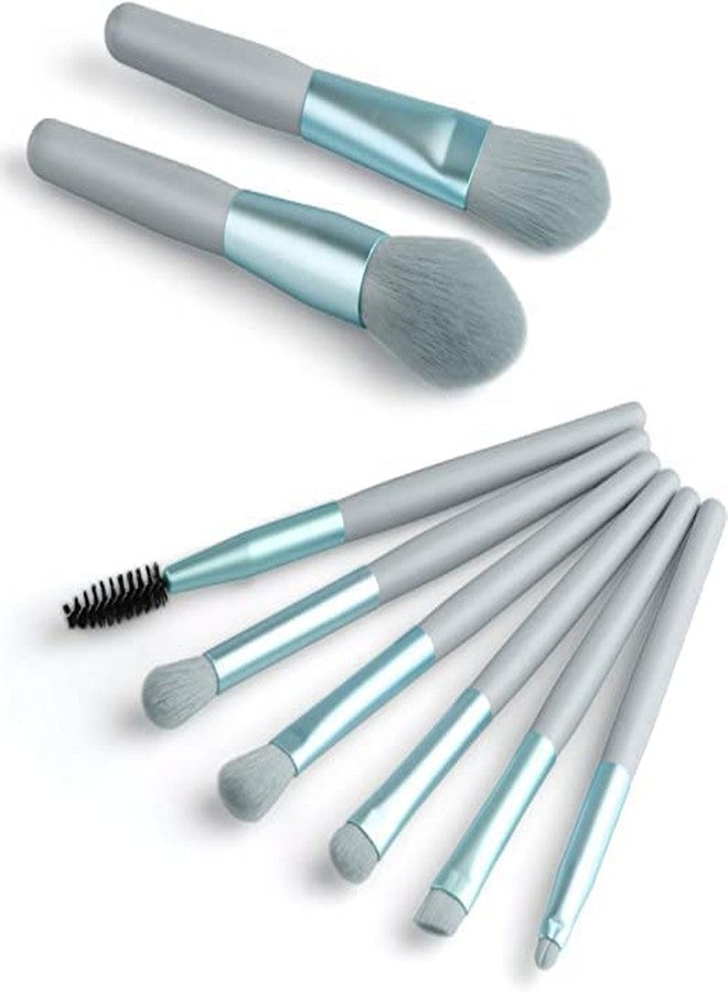 VishBin 8 PCS Mini Makeup Brush Set with Case, Portable Foundation Brush Kit Travel, Premium Synthetic Bristles Cosmetic Brush Set for Powder Blending Blush Eyeshadow Lipstick - Image 1