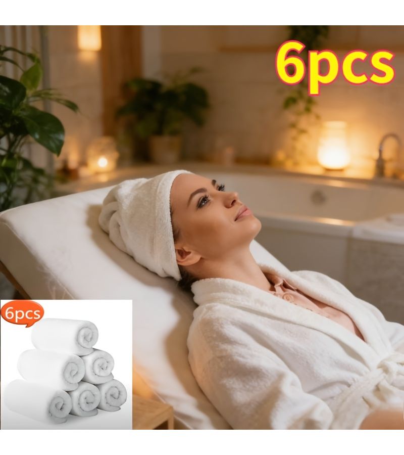 6 Piece White Travel Towel Set Quick Dry Soft Bohemian Home Gym - Image 2