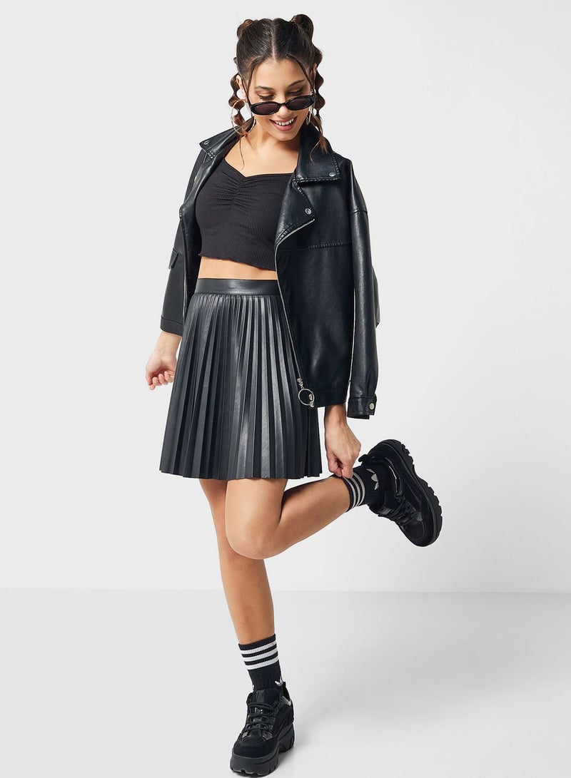 جينجر تيشيرت قصير بياقة على شكل حرف  مع ثنيات - Image 4