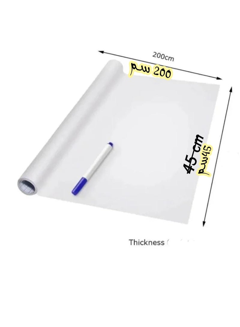 Generic Thickened Waterproof Removable Dry Erase Self-Adhesive Whiteboard Sticker White Size 45*200cm  - Image 1