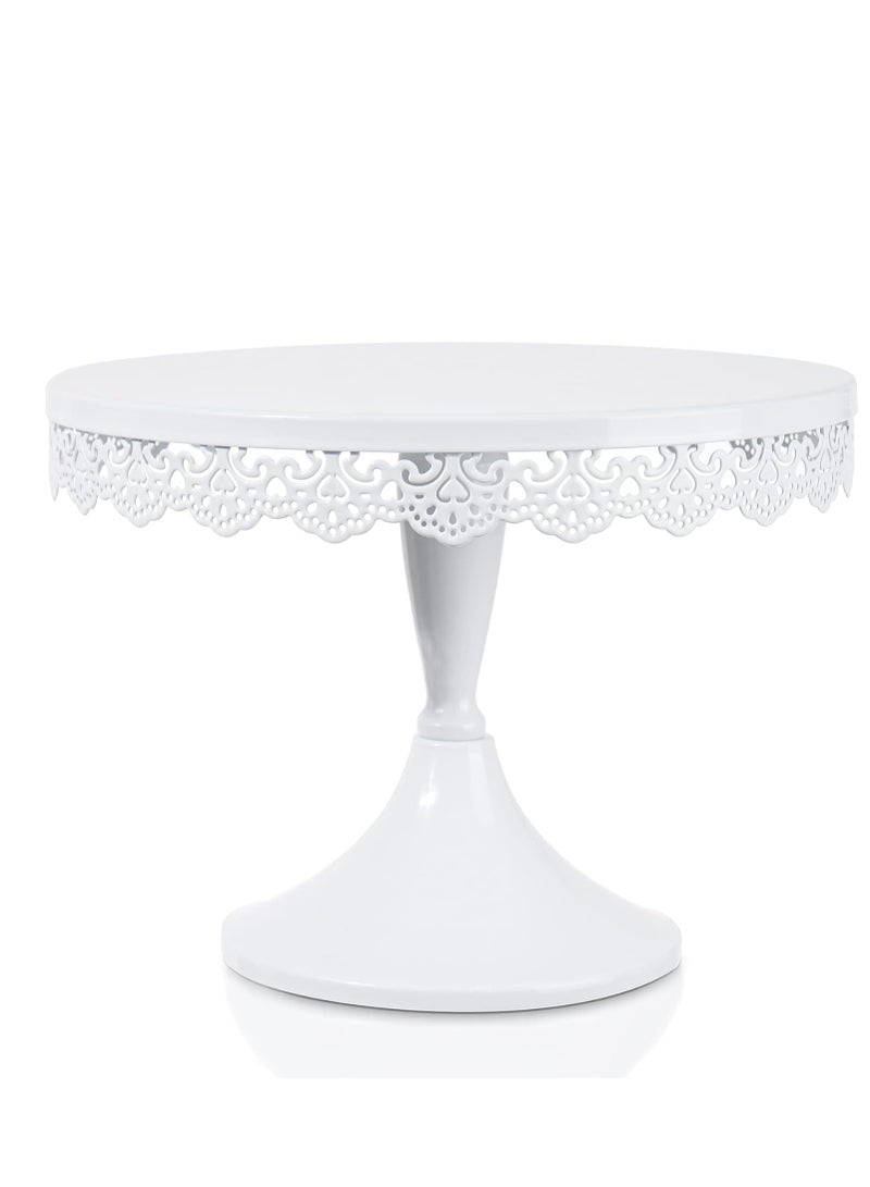 Y&D White Cake Stand 10in , Metal Dessert Display Stands Cupcake Holder, Decor for Wedding, Birthday, Party, Round - Image 1