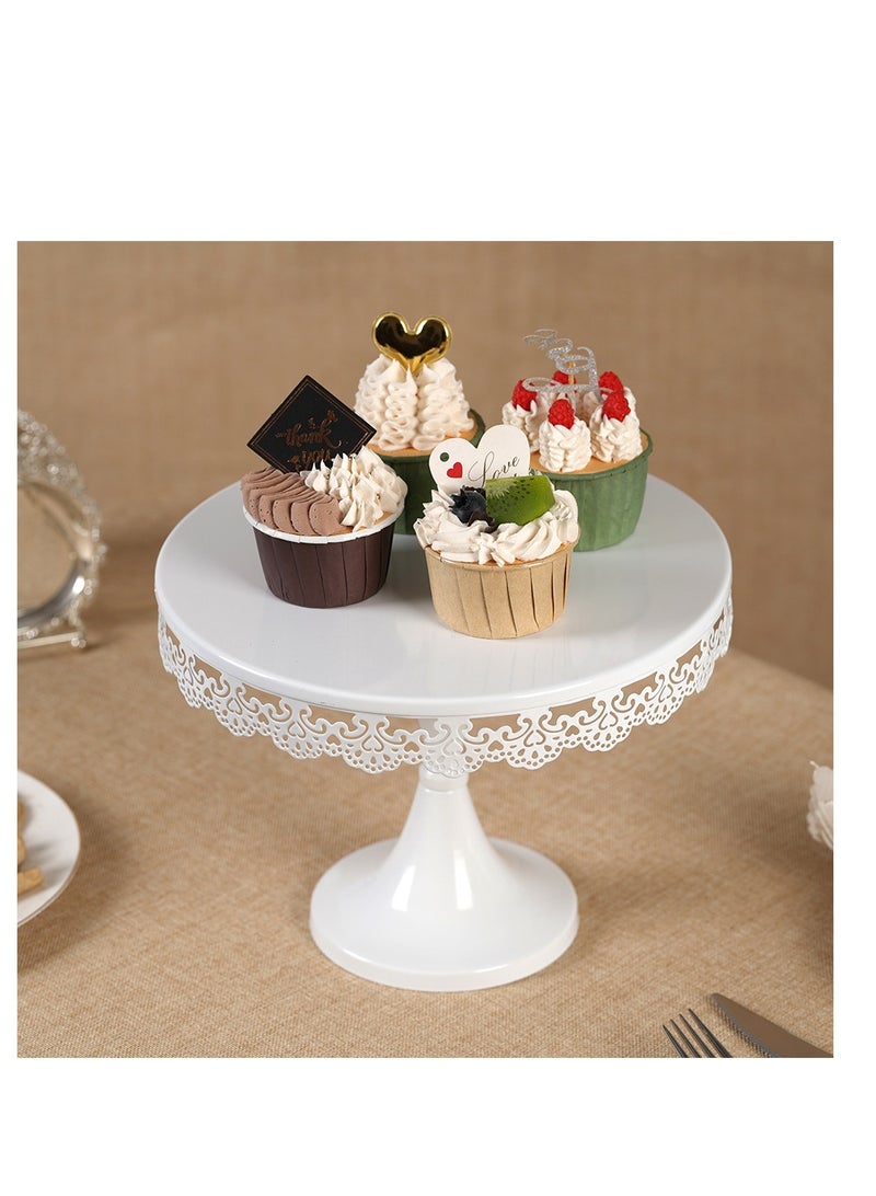 Y&D White Cake Stand 10in , Metal Dessert Display Stands Cupcake Holder, Decor for Wedding, Birthday, Party, Round - Image 2