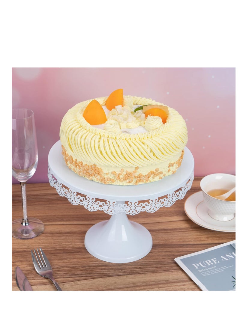 Y&D White Cake Stand 10in , Metal Dessert Display Stands Cupcake Holder, Decor for Wedding, Birthday, Party, Round - Image 3