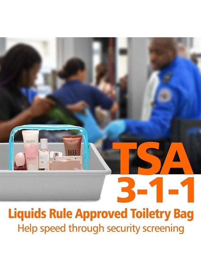 Packism - Clear Makeup Bag, Waterproof TSA Approved Toiletry Bag Quart Size Bag, Clear Makeup Bags with Zipper Travel Cosmetic Bag, Carry on Airport Airline Compliant Bag, 3 Pack, Blue - Image 1