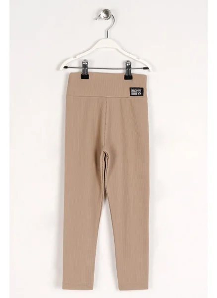 Zepkids Girls Beige Colored Ribbed Tights