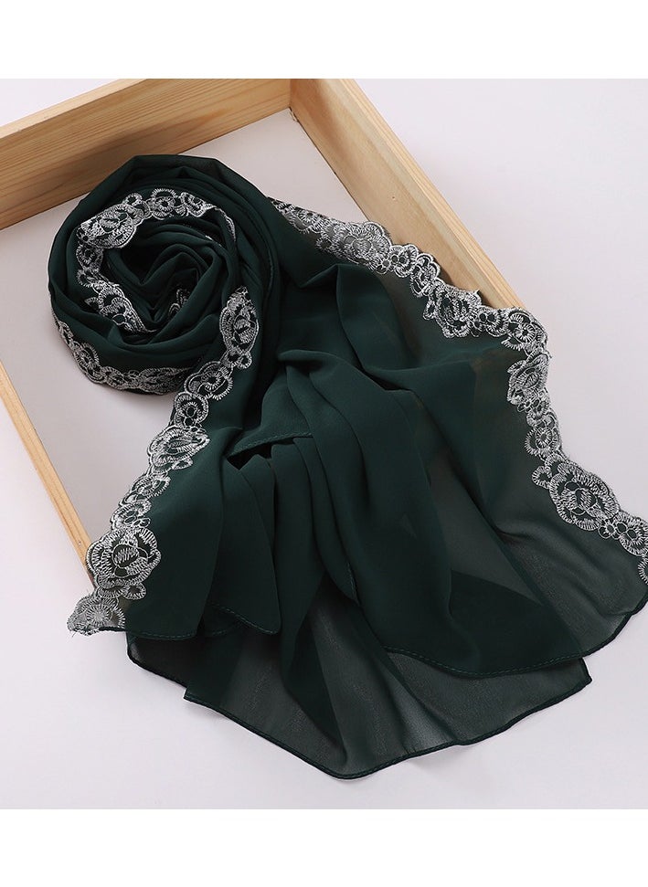 Generic Ladies' Chiffon Lace Lace Dubai Headscarf Long Scarf Exotic Ethnic Headwear  - Image 1