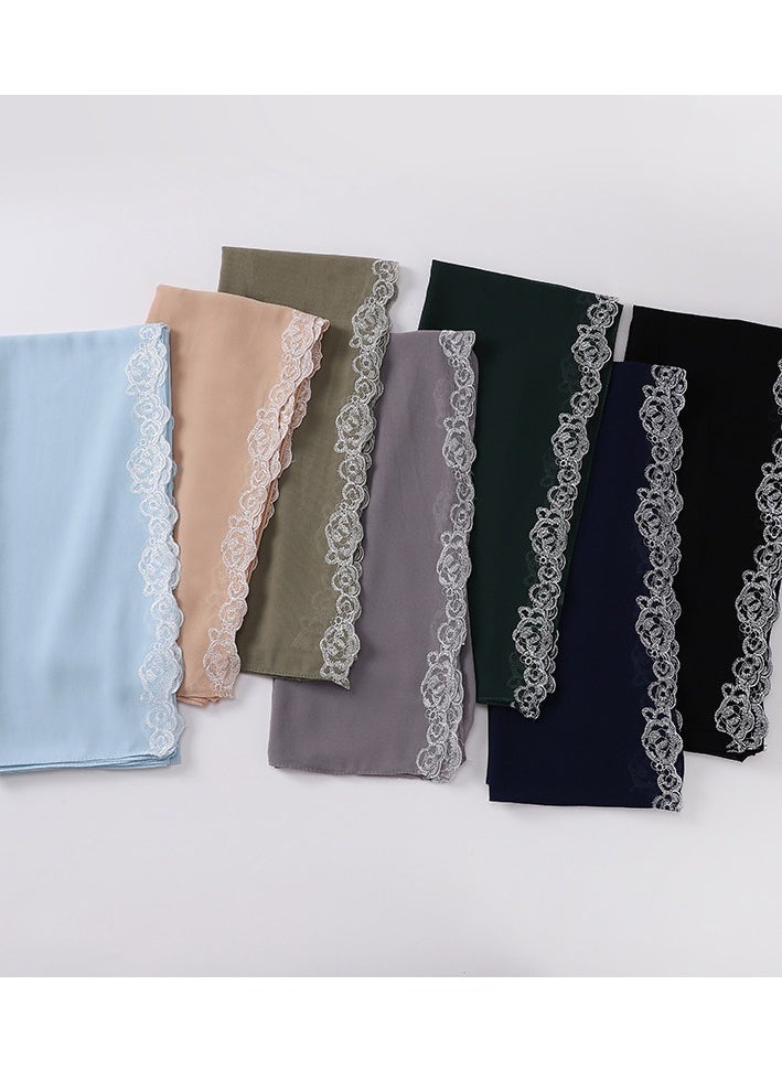Generic Ladies' Chiffon Lace Lace Dubai Headscarf Long Scarf Exotic Ethnic Headwear  - Image 2