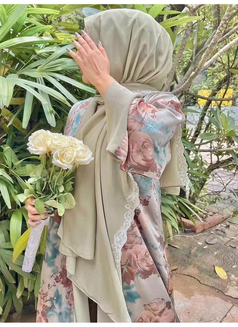 Generic Ladies' Chiffon Lace Lace Dubai Headscarf Long Scarf Exotic Ethnic Headwear  - Image 4