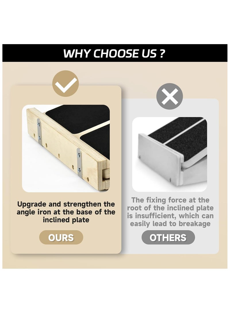 2 × 1 لوح التوازن الخشبي ولوح مائل  قابل للتعديل لتدريب التوازن وتمديد عضلات الساق - Image 4