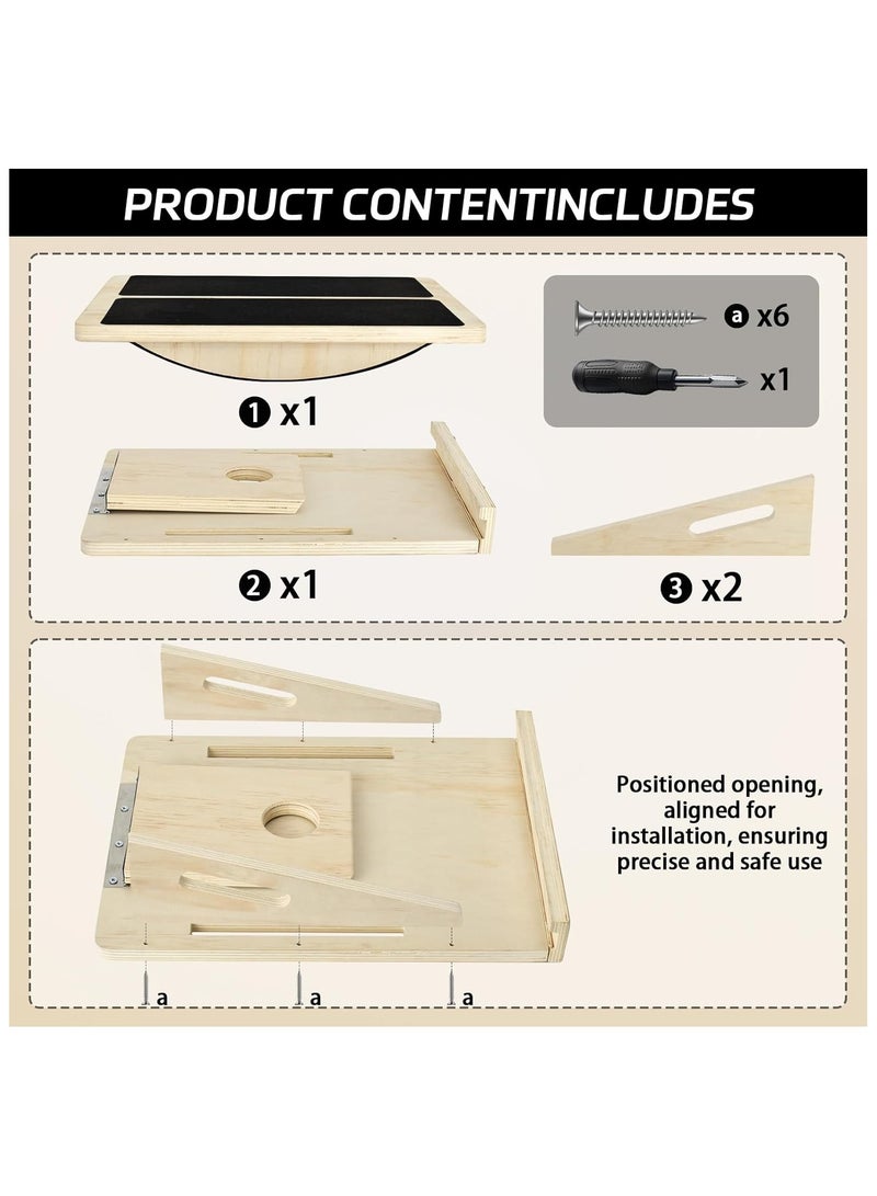 2 × 1 لوح التوازن الخشبي ولوح مائل  قابل للتعديل لتدريب التوازن وتمديد عضلات الساق - Image 5