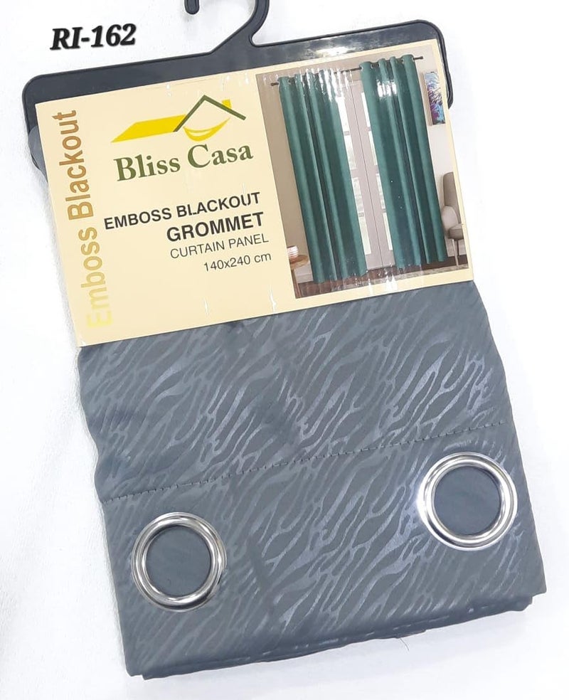 Bliss Casa Embossed Blackout Curtain Panels 140×240 cm – Thermal Insulated, Noise Reducing, Light & UV Blocking Grommet Drapes for Bedroom & Living Room, 2-Panels, (Light Grey) - Image 2