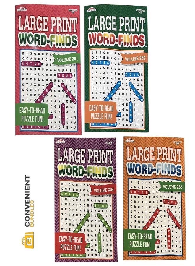 Kappa Word Search Puzzle Book Bundle (4-Pack Bundle) Easy-to-Read Large Print | 80 Challenging Searching Games Each | Men, Women, Adults, Seniors | Less Eye Fatigue & Strain - Image 1
