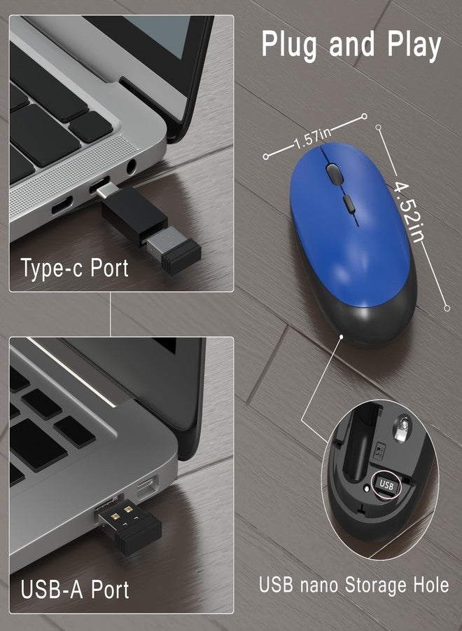 MPTOG Colorful Wireless Computer Keyboard and Mouse Combo with Round Typewriter Keycaps, Retro Design, Power Switch, Ergonomic Design, 2.4GHz Wireless for Windows, Mac, PC(Black-Blue) - Image 5