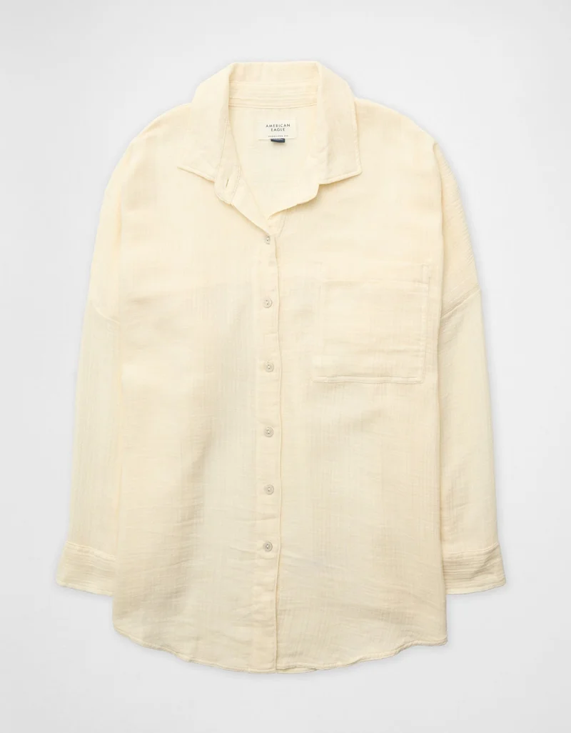 American Eagle  AE Oversized Button-Up Shirt for Women | Best Price UAE