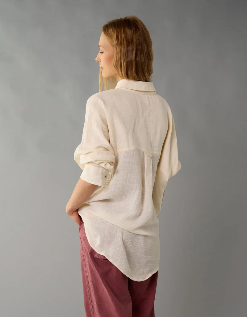 American Eagle  AE Oversized Button-Up Shirt for Women | Best Price UAE