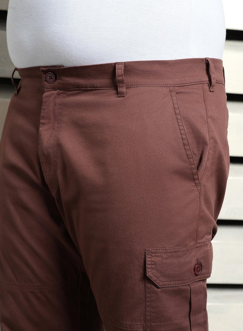 HIGH STAR Men's Brown Cotton Blend Solid Pattern Full Length Cargo Regular Fit Trouser  - Image 5